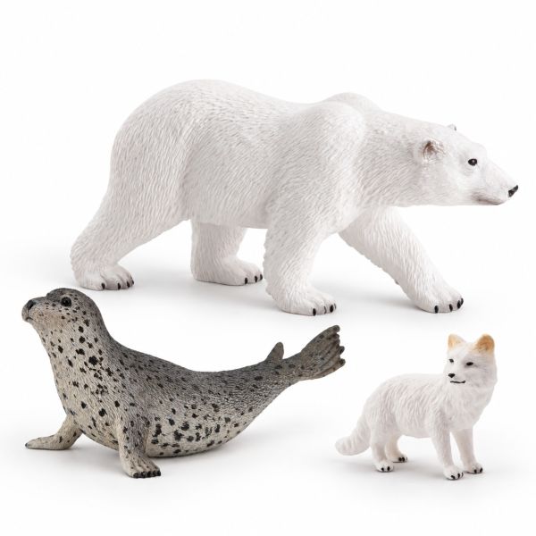 Pack figurines ours polaire, phoque et renard polaire