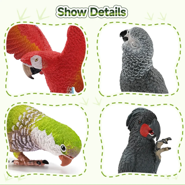 Coffret 12 figurines perroquets : aras, cacatoès, perruches ToyMany