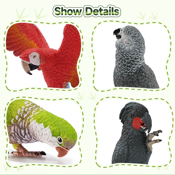 Coffret 12 figurines perroquets : aras, cacatoès, perruches ToyMany