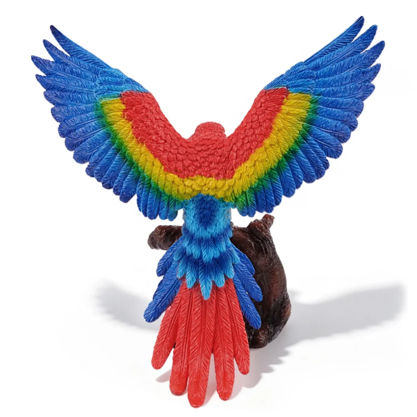 Figurine ara rouge ailes déployées sur sa branche ToyMany