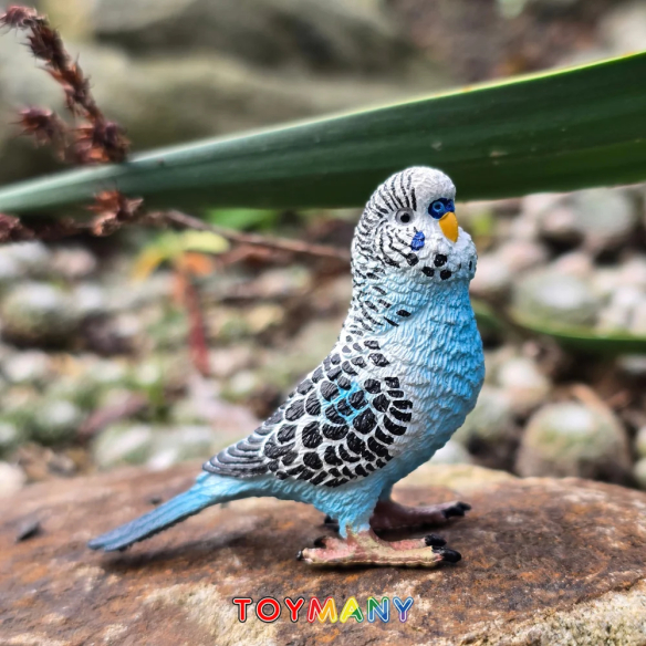 Figurine perruche ondulée bleue, oiseau de compagnie ToyMany