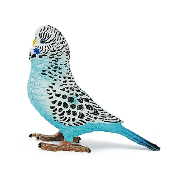 Figurine perruche ondulée bleue, oiseau de compagnie ToyMany