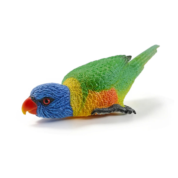 Figurine loriquet arc-en-ciel, perroquet d'Australie couché