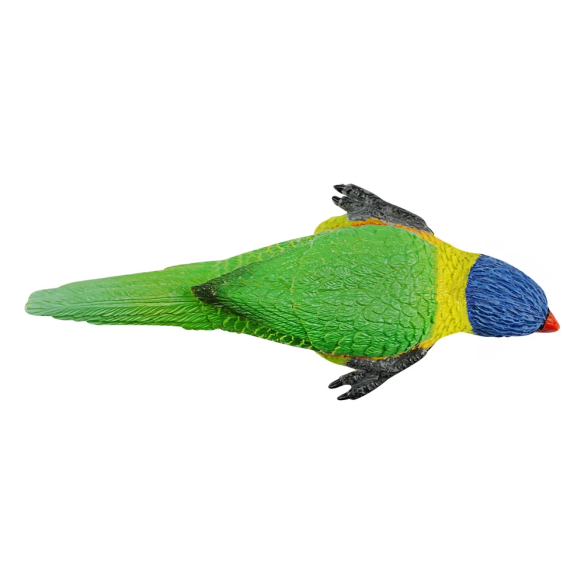 Figurine loriquet arc-en-ciel, perroquet d'Australie couché
