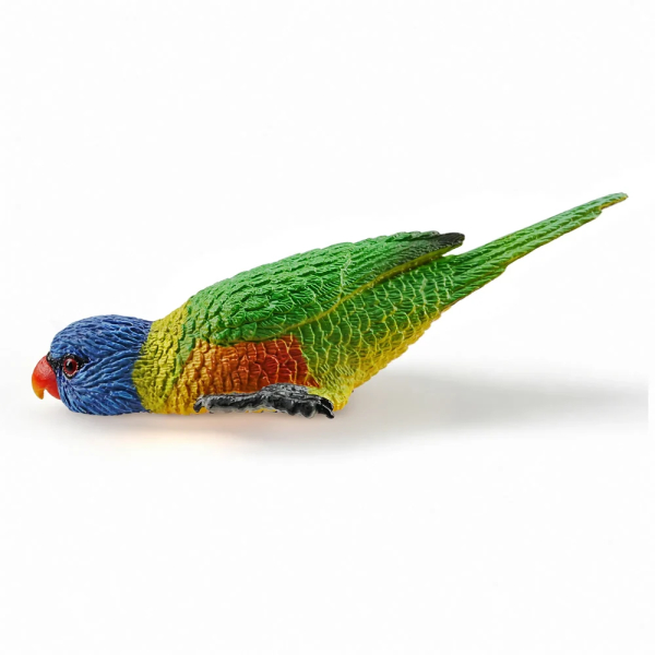 Figurine loriquet arc-en-ciel, perroquet d'Australie couché