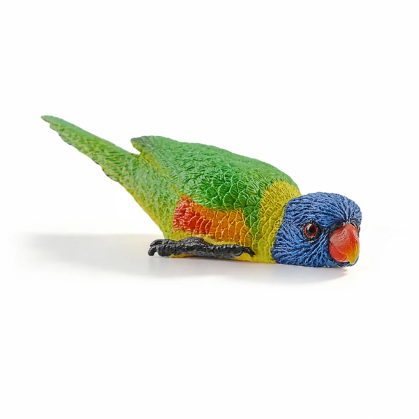 Figurine loriquet arc-en-ciel, perroquet d'Australie couché
