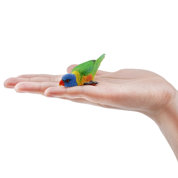 Figurine loriquet arc-en-ciel, perroquet d'Australie couché