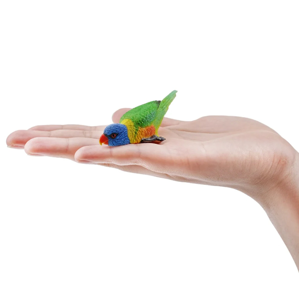 Figurine loriquet arc-en-ciel, perroquet d'Australie couché