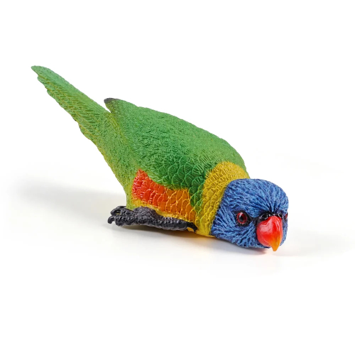 Figurine loriquet arc-en-ciel, perroquet d'Australie couché
