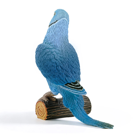 Figurine perruche à collier bleue sur sa bûche ToyMany
