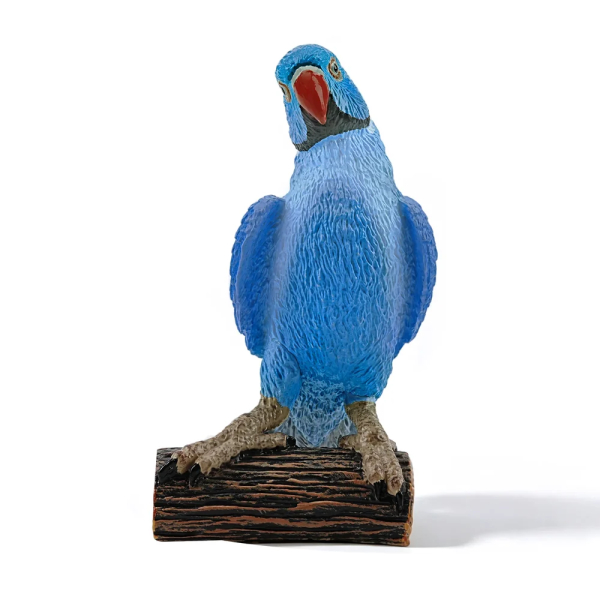 Figurine perruche à collier bleue sur sa bûche ToyMany