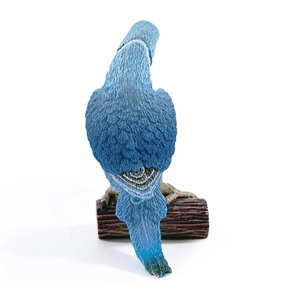 Figurine perruche à collier bleue sur sa bûche ToyMany