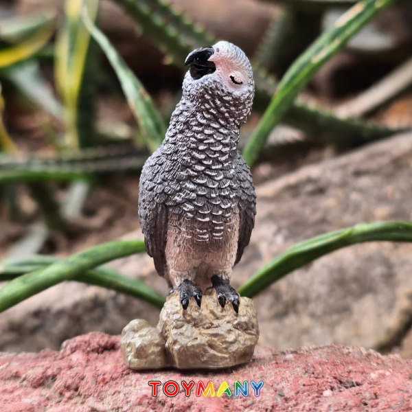 Figurine perroquet gris du Gabon sur son rocher ToyMany