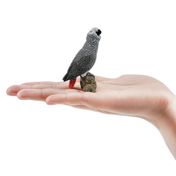 Figurine perroquet gris du Gabon sur son rocher ToyMany