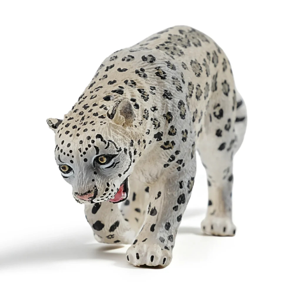 Figurine léopard des neiges ToyMany | À l'affût, 10,4 cm