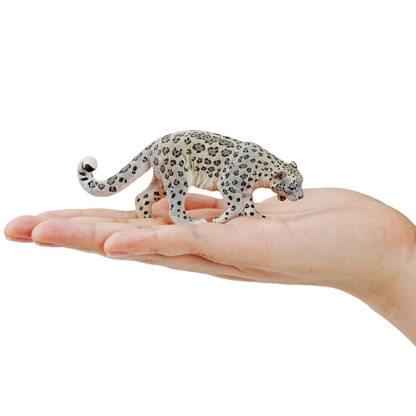 Figurine léopard des neiges ToyMany | À l'affût, 10,4 cm