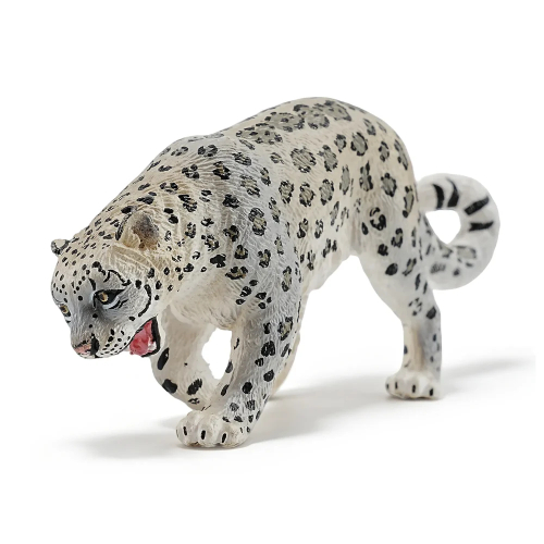 Figurine léopard des neiges ToyMany | À l'affût, 10,4 cm