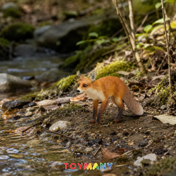 Figurine renard roux en marche ToyMany | Réaliste, 9,1 cm