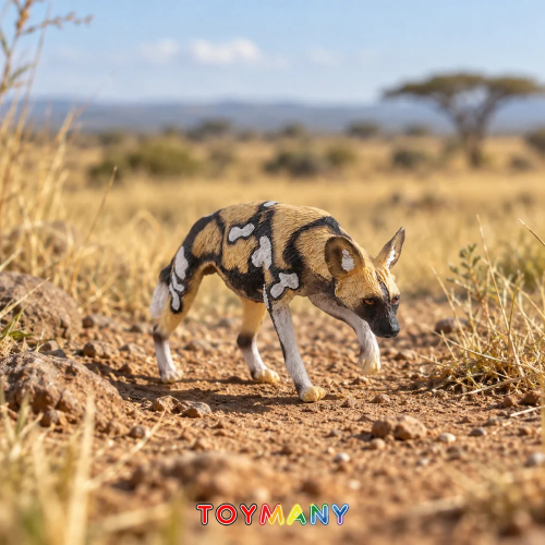 Figurine lycaon ToyMany | Chien sauvage d'Afrique, 8,5 cm 2