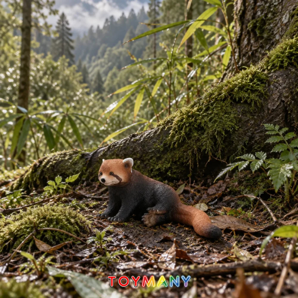Figurine panda roux couché ToyMany