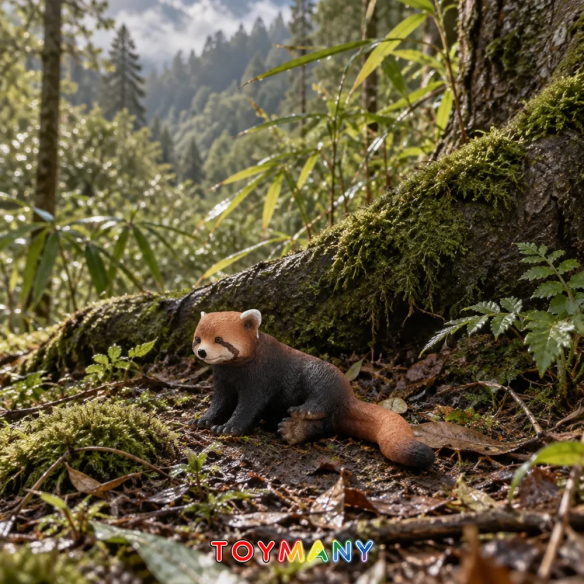 Figurine panda roux couché ToyMany