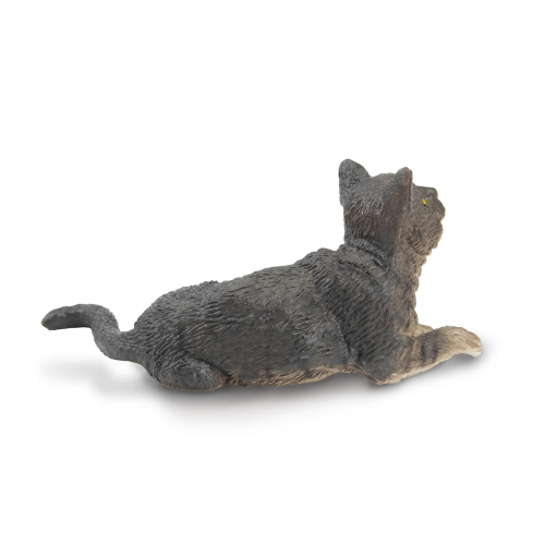 Figurine chat American Wirehair gris ToyMany | Couché 2