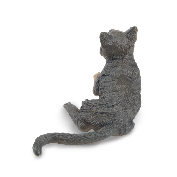 Figurine chat American Wirehair gris ToyMany | Couché