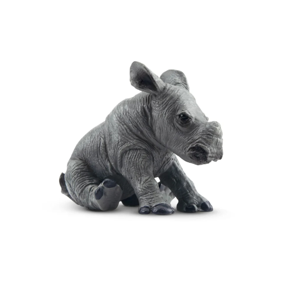 Figurine bébé rhinocéros assis ToyMany | Réaliste, 5,8 cm