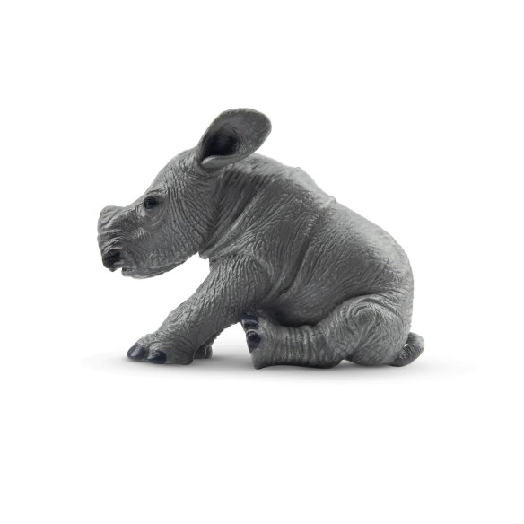 Figurine bébé rhinocéros assis ToyMany | Réaliste, 5,8 cm