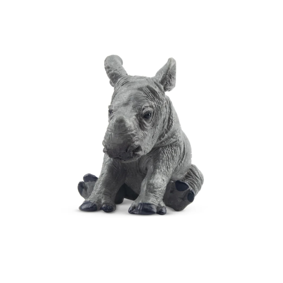 Figurine bébé rhinocéros assis ToyMany | Réaliste, 5,8 cm