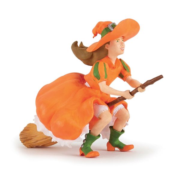 Petite sorcière Papo sur son balai, figurine d'Halloween