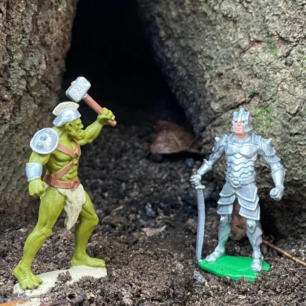 6 figurines fantasy Safari : héros et monstres en tube