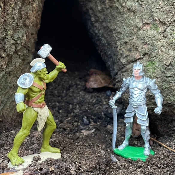6 figurines fantasy Safari : héros et monstres en tube