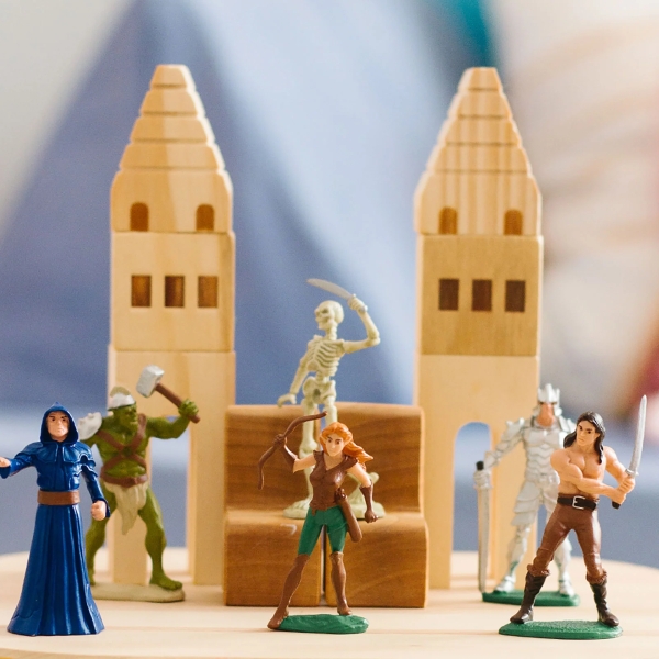 6 figurines fantasy Safari : héros et monstres en tube