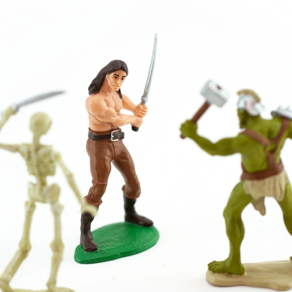 6 figurines fantasy Safari : héros et monstres en tube