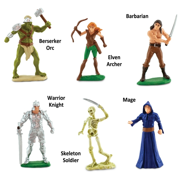 6 figurines fantasy Safari : héros et monstres en tube
