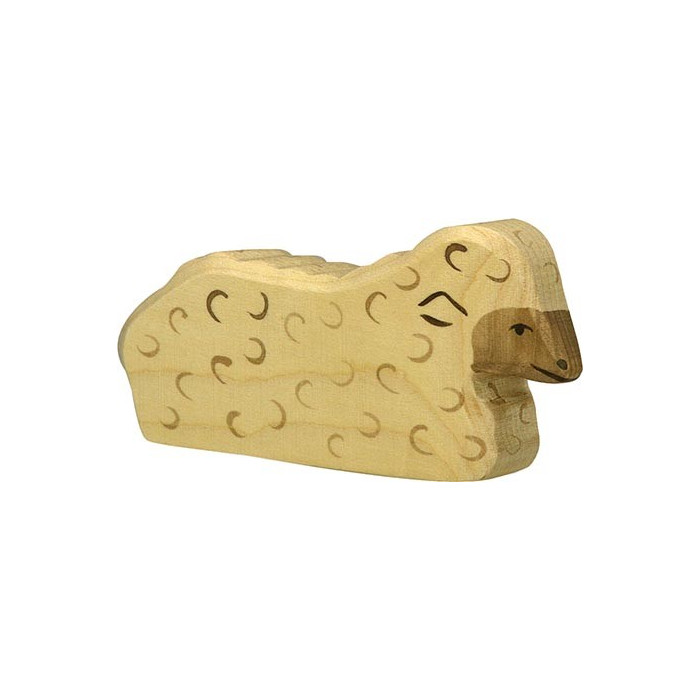 Figurine mouton allongé Holztiger - Animaux de la Ferme | Jouet en bois - Jeu libre Montessori Reggio Waldorf