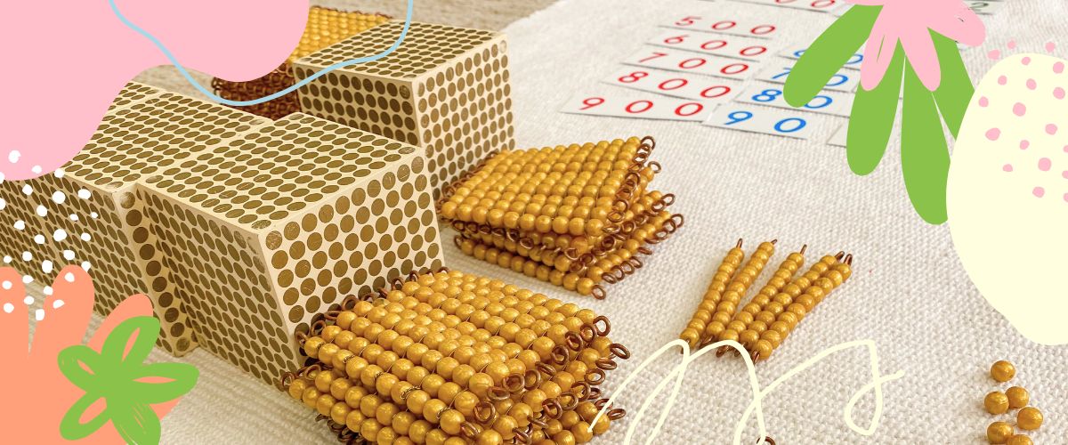 Jeu De Perles D'or Montessori - Système Décimal, Avec Perles De 1, 10, 100, 1000, Pour Enfants à Partir De 3 Ans