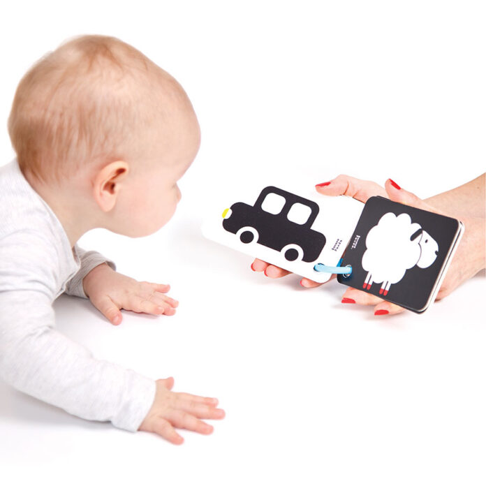 SQAQS Jouet D'éveil Pour Bébé 0-12 Mois - Miroir Montessori Noir Et Blanc Avec Gommes Dentaires Plates, Pliable Et Portable