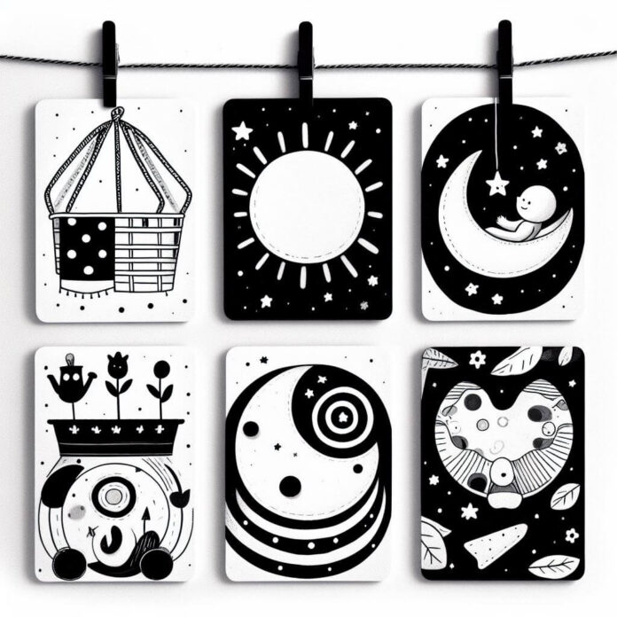 Jouet D'éveil Bébé Montessori Avec Miroir Et Gommes à Mâcher - Noir Et Blanc, Pliable (0-12 Mois) Miroir Bebe
