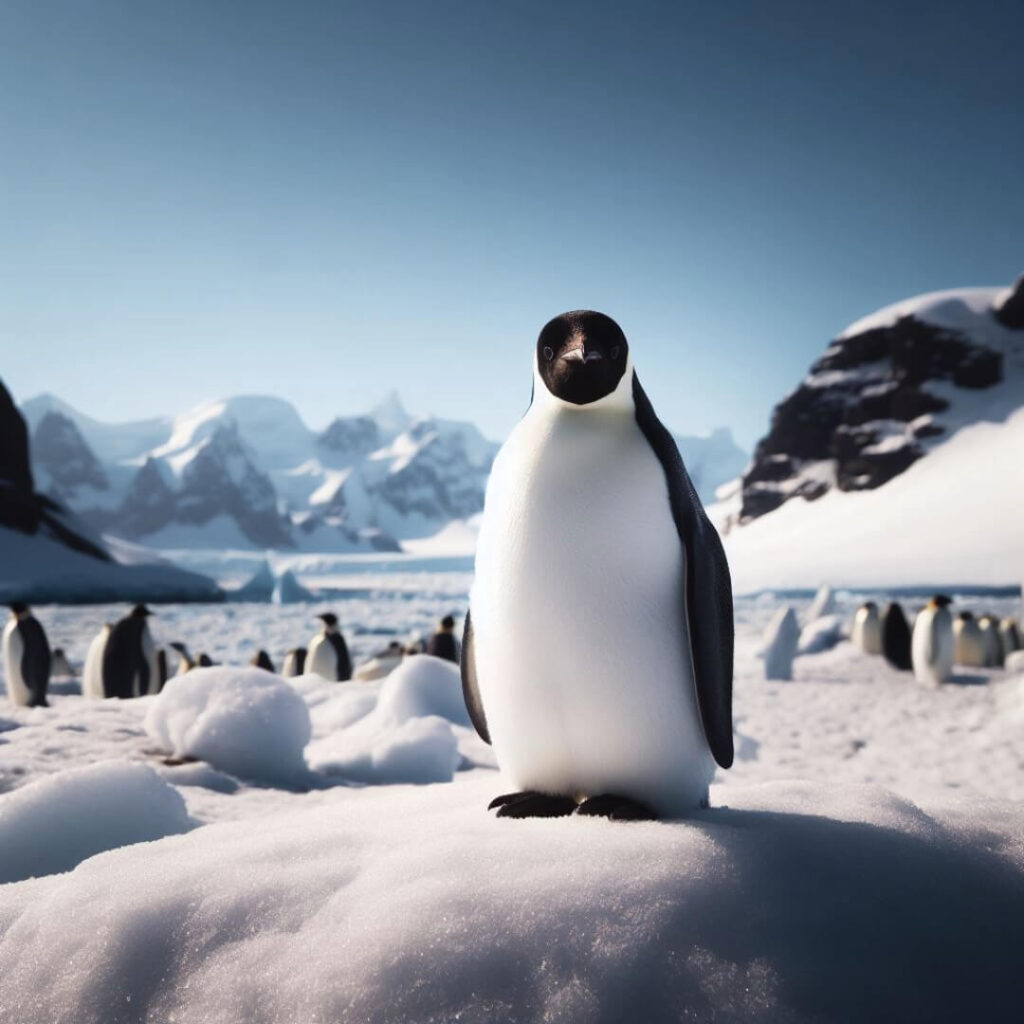 Une photo d’un manchot à plumage noir et blanc dans son habitat naturel