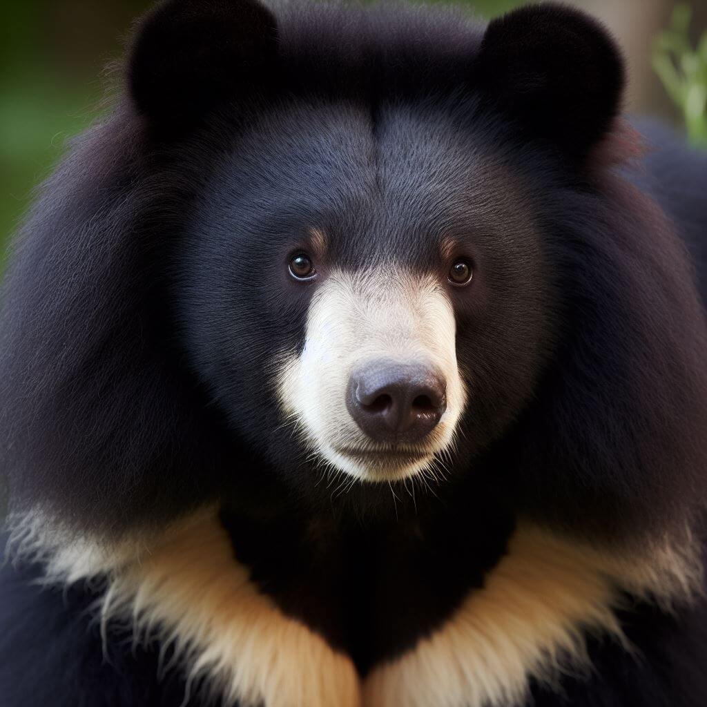 L’ours noir d’Asie a un museau de couleur claire, une tache blanche distinctive sur sa poitrine et un pelage plus long. Il a aussi de grandes oreilles qui le distinguent des autres ours.