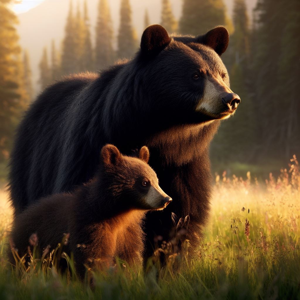 Ours noir d'amérique et son bébé