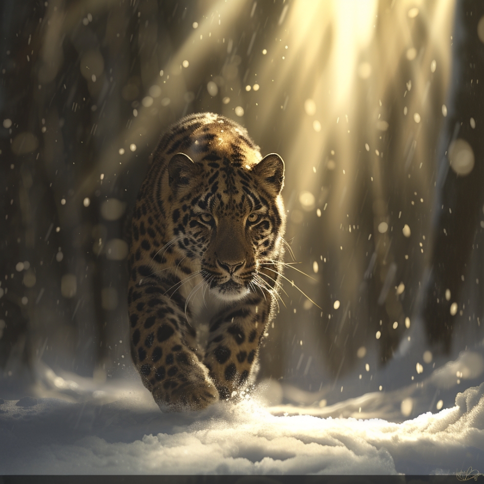 Léopard des neiges en haute montagne