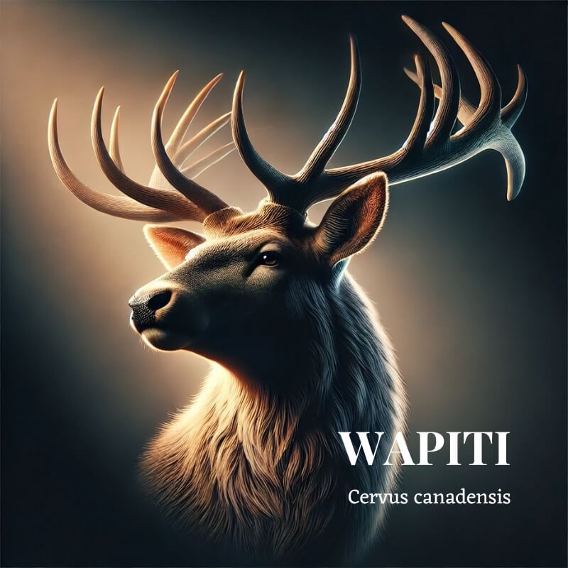  Gros plan sur les bois massifs d’un wapiti mâle.