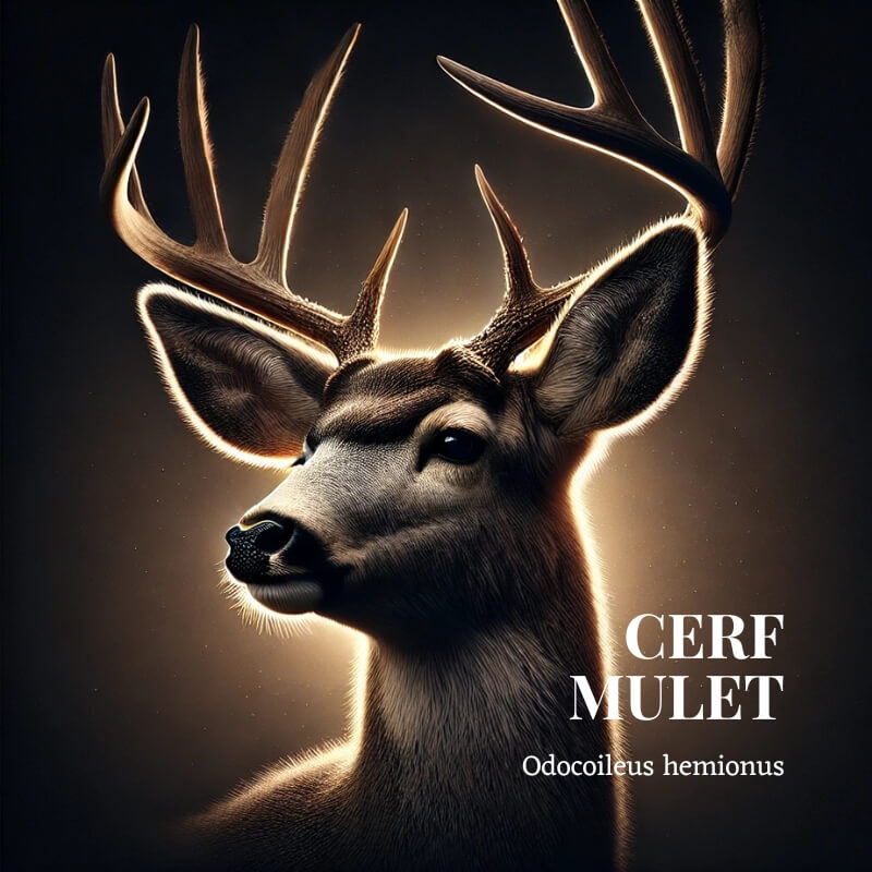 Cerf mulet mâle montrant ses bois bifurqués