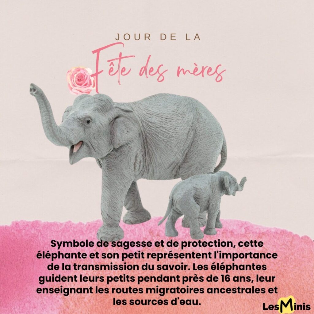 Figurine éléphante et son éléphanteau