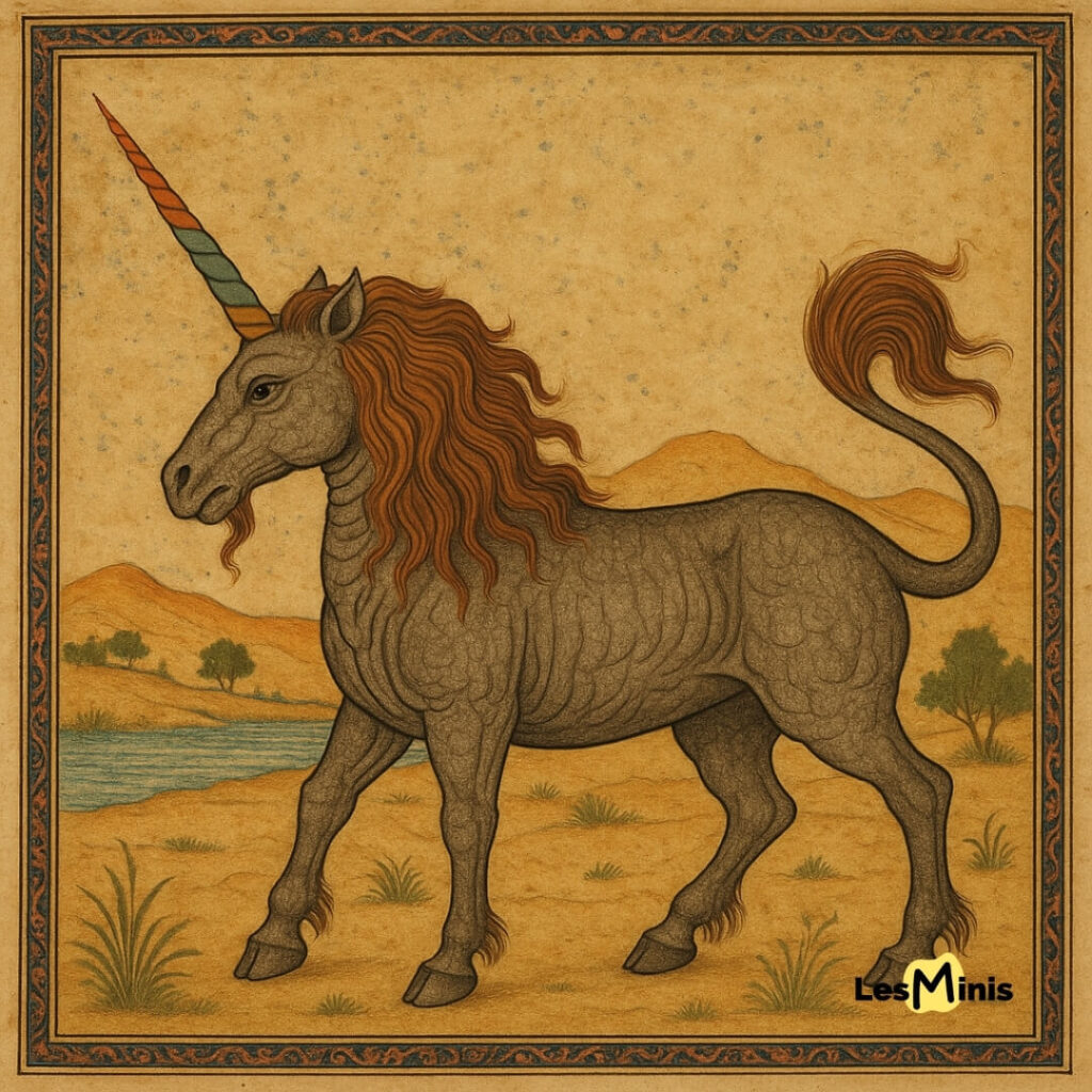 Enluminure de bestiaire du XIIᵉ siècle montrant un monoceros, première illustration européenne de la licorne