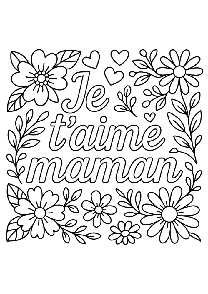 Coloriages gratuits Je t'aime Maman pour la Fête des Mères 2025