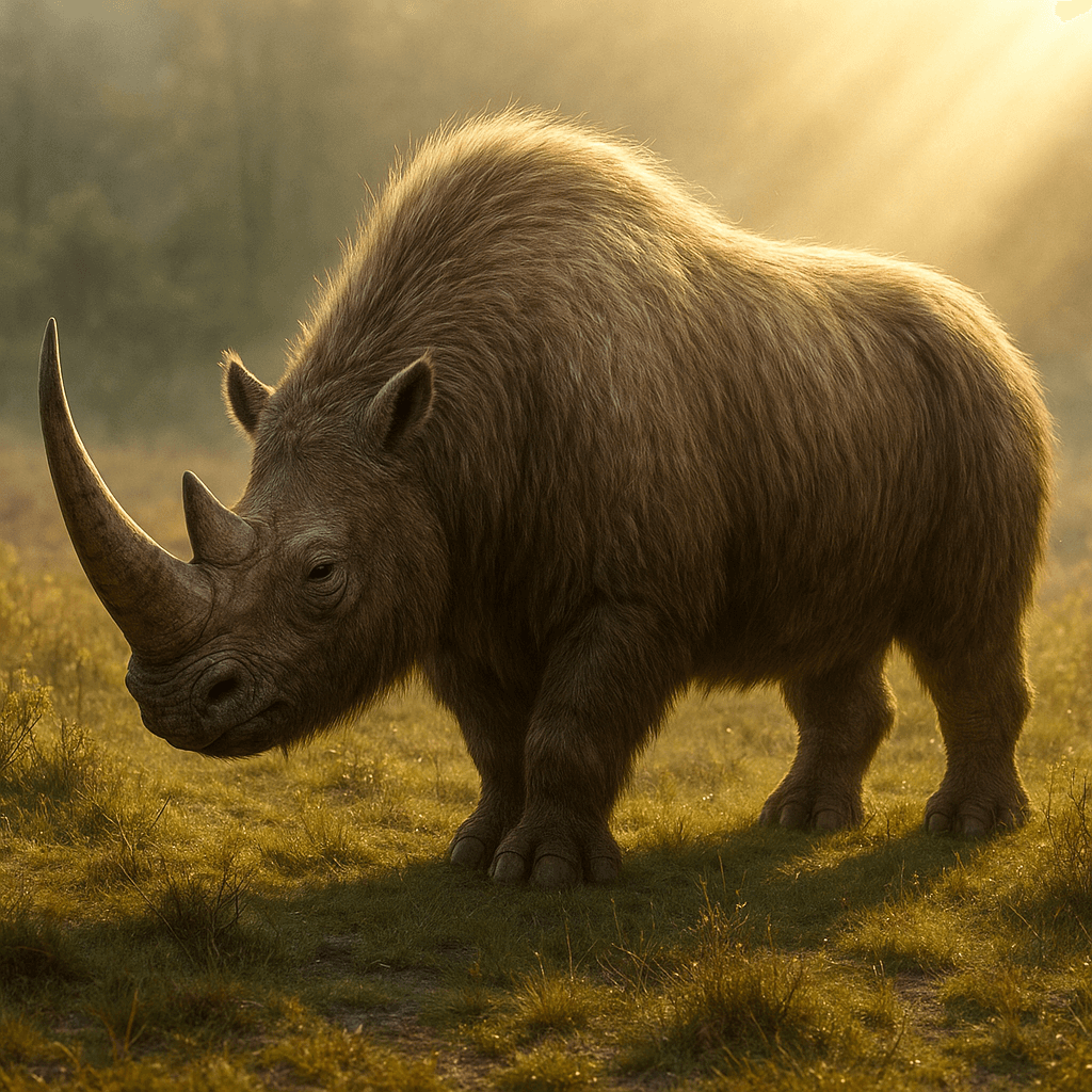 Le Rhinocéros Laineux : Un Tank Gelé Rhinocéros laineux avec corne longue et fourrure en deux couches